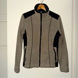 KUHL alfpaca fleece full zip-up jacket tan/black medium